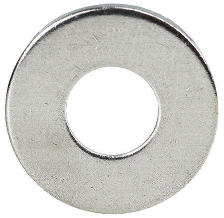 Flat Washer, Stainless Steel material, 3/32 in. thickness, 1-1/4 in. outside diameter, 9/16 in. inside diameter, fits bolt size 1/2 in.