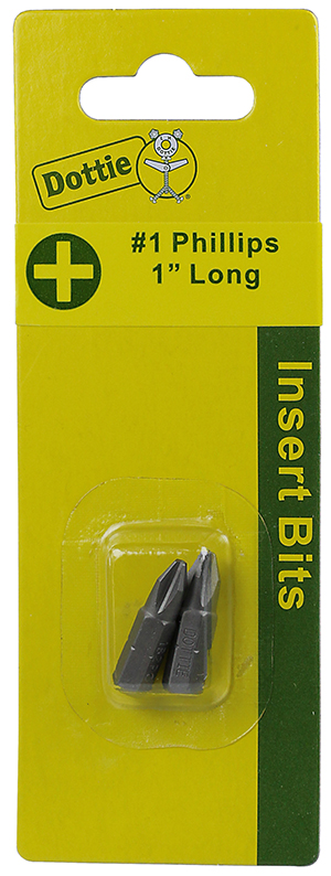 Insert Bit, #1 tip size, Phillips tip type, 1 in. overall length, 2 pieces, #6 screw size