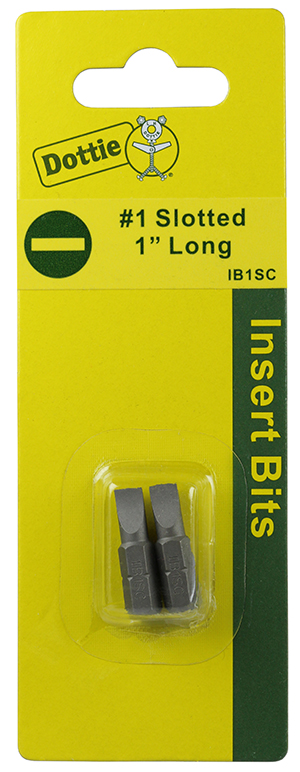 Insert Bit, #1 tip size, Slotted tip type, 1 in. overall length, 2 pieces, #6 screw size