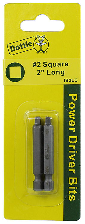 Power Bit, #2 tip size, Square tip type, 2 in. overall length, 2 pieces, #8-10 screw size