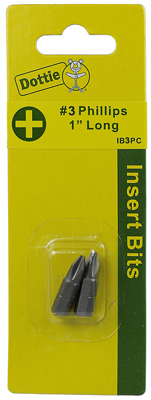 Insert Bit, #3 tip size, Phillips tip type, 1 in. overall length, 2 pieces, #12-14 screw size