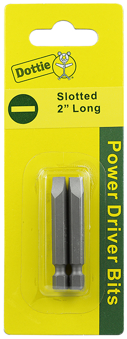 Power Bit, #1 tip size, Slotted tip type, 2 in. overall length, 2 pieces, #6 screw size