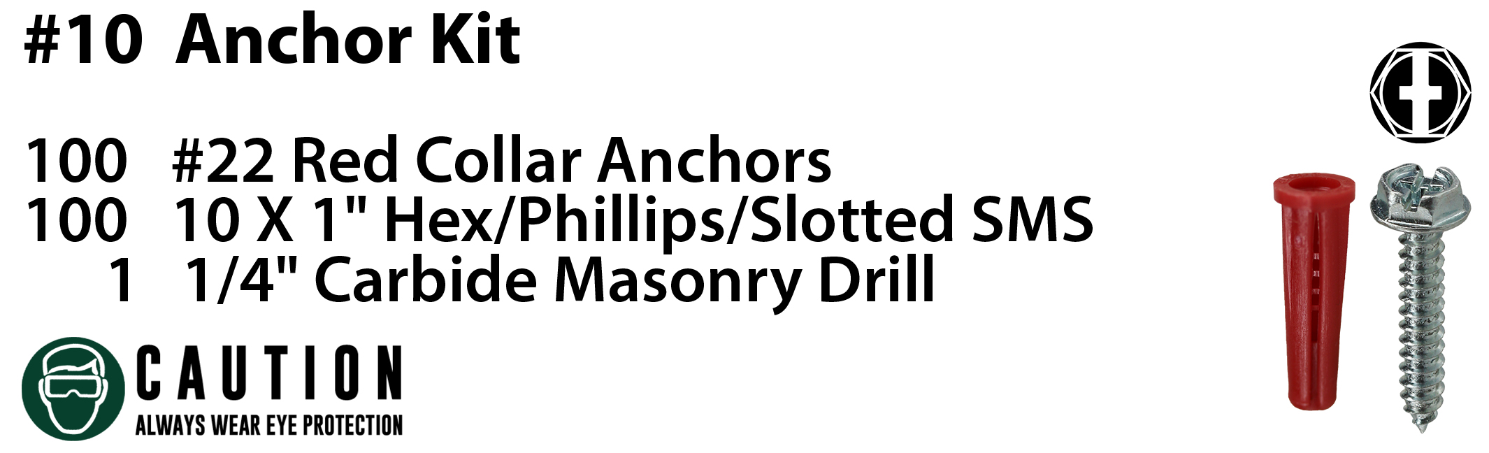 LH Dottie K6HX 10 Hex/Phillips Slotted Anchor Kit with 22 Red Anchor