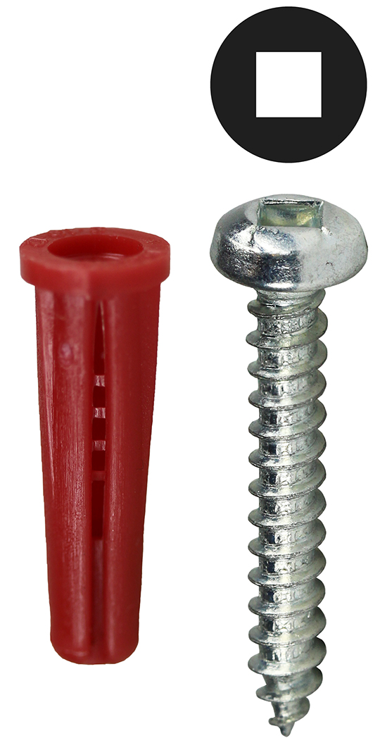 Anchor Kit, #10 x 1 IN Size, 201 pieces, Nylon material, 1/4 in. drill size, includes (1) Carbide Masonry Drill and (100) #10 x 1 IN Square Head Sheet Metal Screw and (100) #22 Red Collar Anchor