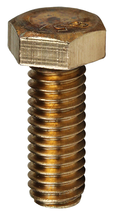 Hex Head Tap Bolt, Silicon Bronze material, 3/4 in. length, 1/4 in. diameter, Full thread, 7/16 in. head size