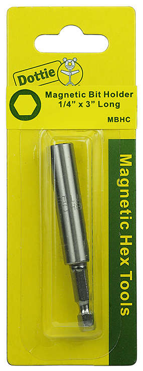 Product image for LH Dottie MBHC 1/4 x 3 Inch Carded 1-Piece Magnetic Bit Tool Holder