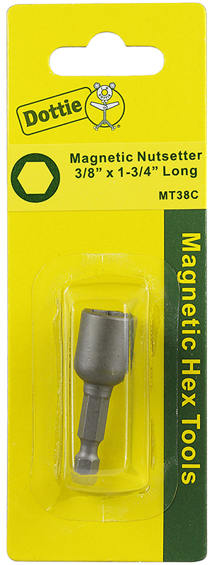 Magnetic Hex Tool, Drive Bit insert type, 1-3/4 in. overall length, 3/8 in. drive size, 1/4 in. screw size, Carded