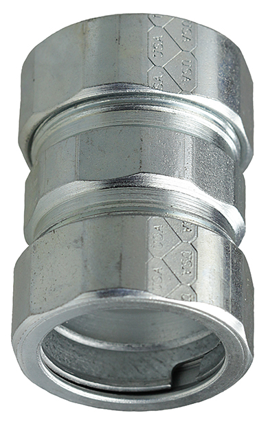 No Thread Coupling, 2 in. Size, Steel material, Zinc Plated Finish
