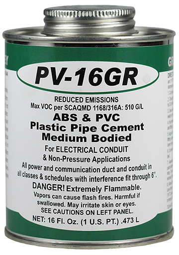 Cement, Gray, 1 pt. Can, Features-Virgin PVC Resin, Reduced Emission VOC