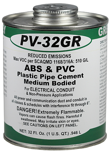 Cement, Gray, 1 qt. Can, Features-Virgin PVC Resin, Reduced Emission VOC