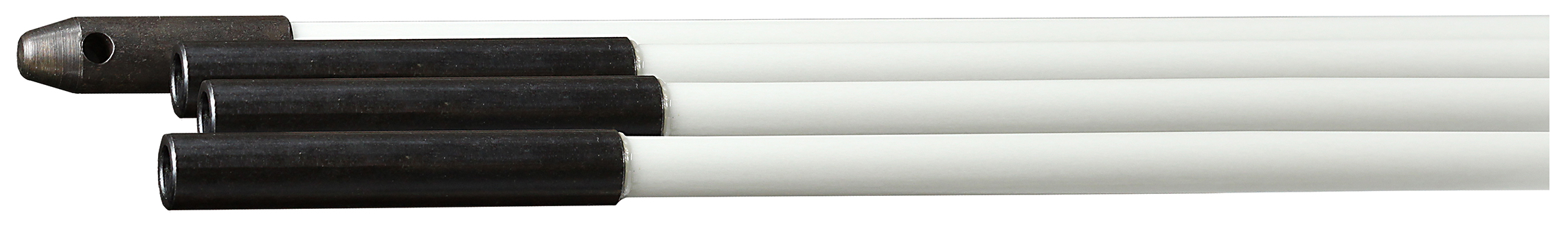 Quick Stick Rod, Pulling Eye and Hook mounting, High Strength Low Weight construction, Fiberglass material, 1/4 in. diameter, 24 ft. length, Four White