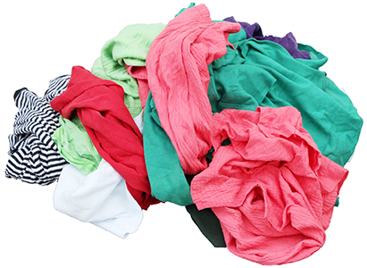 Economy Wiping Rag, Features-Recycled Color T-Shirt Material, Medium Weight, Absorbent