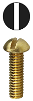 Machine Screw, Solid Brass material, 3/4 in. length, #8-32 thread size, Round head type, Slotted drive type