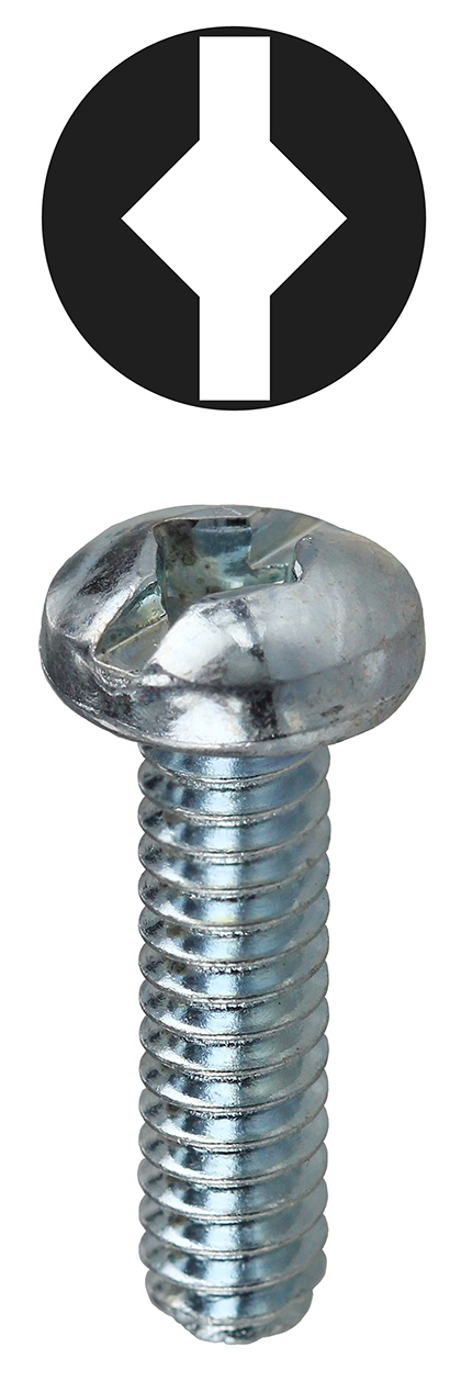 Machine Screw, Steel material, 2 in. length, #10-24 thread size, Round head type, Zinc Plated Finish, Square/Slotted drive type