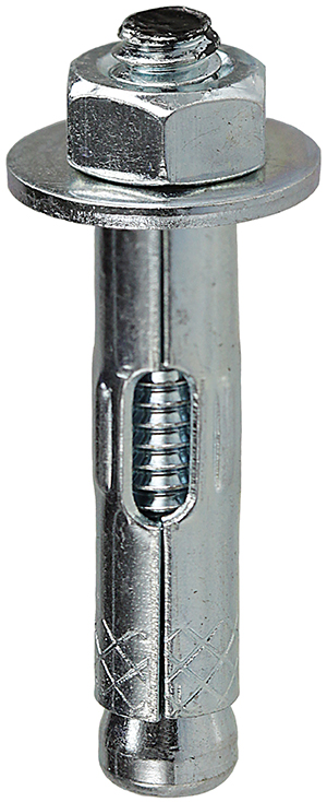 Hexagonal Nut Sleeve Anchor, 3/8 x 3 in. Size, 3/8 in. diameter, 3-5/16 in. length, 1-5/8 in. minimum embedment depth, 3/8 in. drill size, Steel material, Zinc Plated Finish