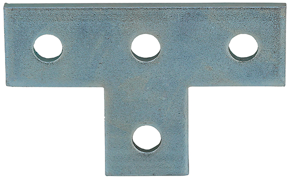 Flat T Plate Fitting, 4 holes, Steel material