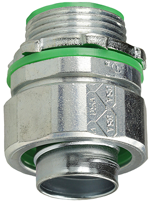 Straight Insulated Liquid Tight Connector, 4 in. Size, Threaded connection, Steel material, Zinc Plated Finish