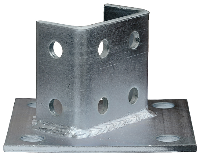 Double Channel Tall Clevis, 6 x 6 in. dimensions, Cold Formed Steel material, 12 holes, Electrogalvanized Finish