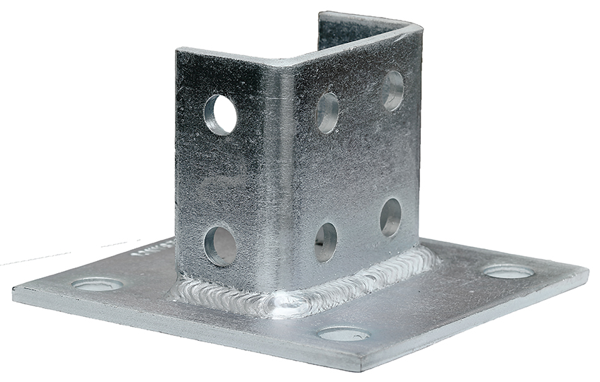 Double Channel Tall Clevis, 6 x 6 in. dimensions, Cold Formed Steel material, 12 holes, Electrogalvanized Finish, Square