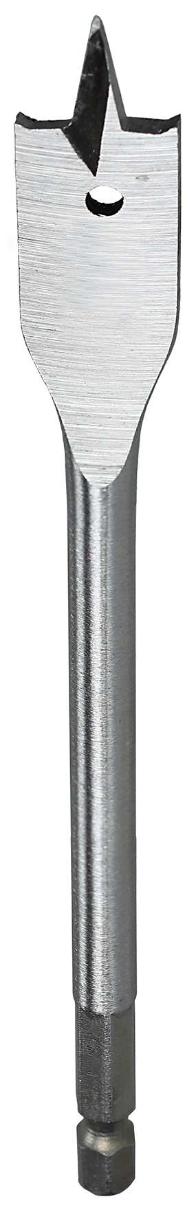 Spade Drill Bit, 3/8 in. Size, Hex shank type, Cold Forged Steel material, 6 in. drilling depth