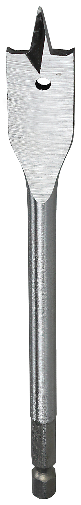 Spade Drill Bit, 7/16 in. Size, Hex shank type, Cold Forged Steel material, 6 in. drilling depth