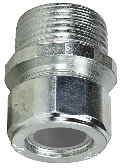 Steel Strain Relief Connector, 1 in. Size, 0.850 to 0.950 in. conductor range, Zinc Plated Finish, Gray