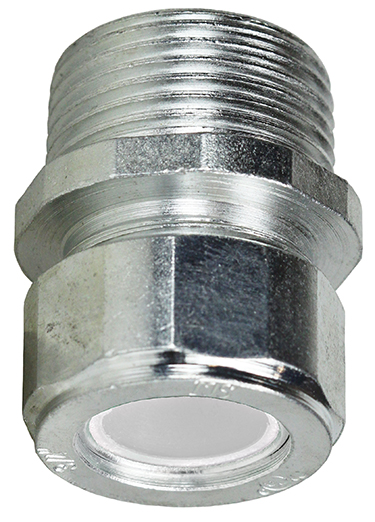 Steel Strain Relief Connector, 1/2 in. Size, 0.250 to 0.350 in. conductor range, Zinc Plated Finish, White