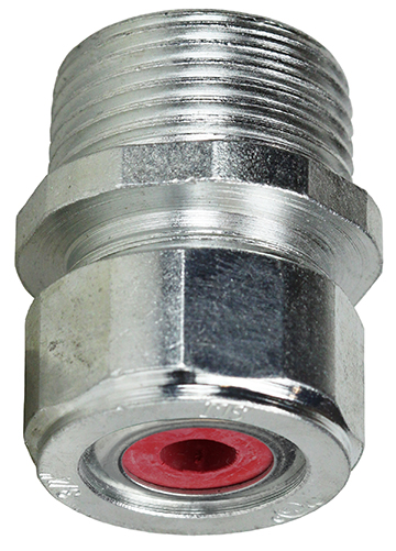 Steel Strain Relief Connector, 1/2 in. Size, 0.150 to 0.250 in. conductor range, Zinc Plated Finish, Red