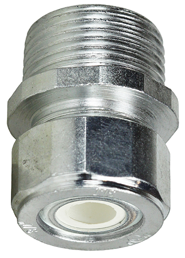 Steel Strain Relief Connector, 3/4 in. Size, 0.250 to 0.350 in. conductor range, Zinc Plated Finish, White