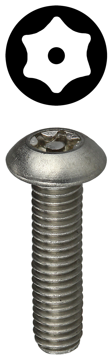 Machine Screw, 18-8 Stainless Steel material, 1-1/4 in. length, #8-32 thread size, Button head type, Star Pin drive type