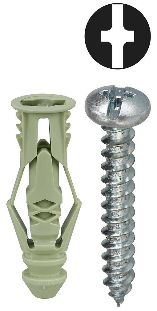 Anchor Kit, #12 x 1-1/4 IN Size, includes #12 Phillips/Slotted Anchor Kit and #12 Green Triple Grip Anchor