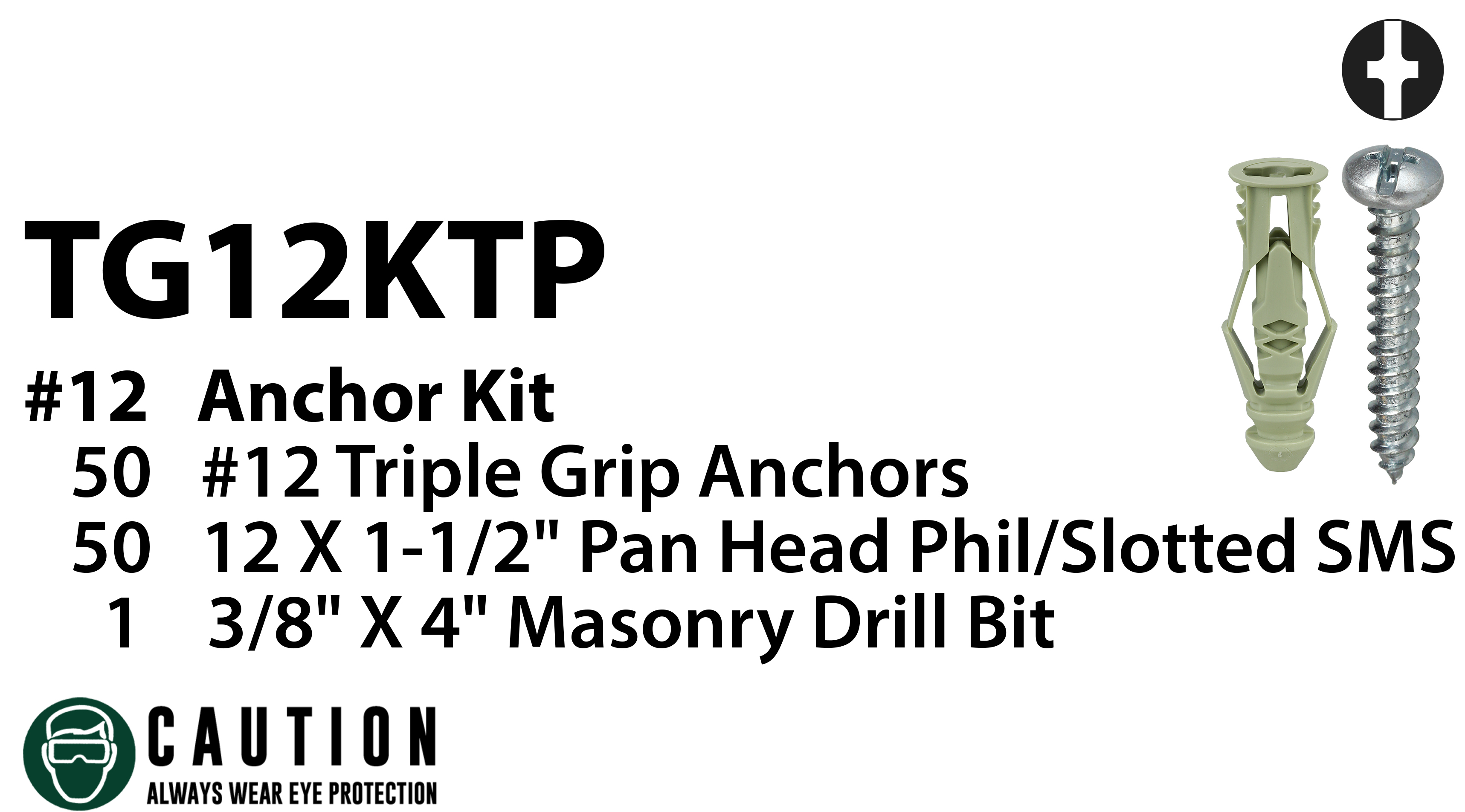 Anchor Kit, #6 x 1-1/4 IN Size, includes #6 Beige Triple Grip Anchor and #6 Square Drive Anchor Kit