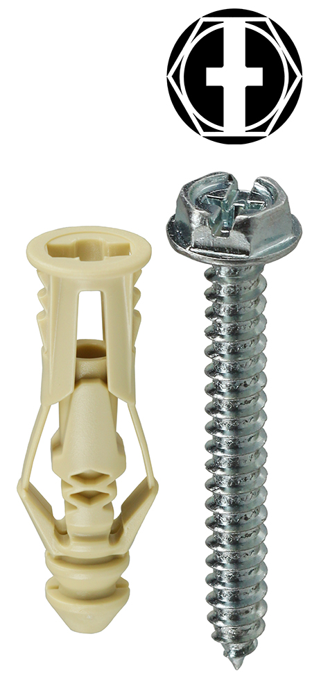 Anchor Kit, #6 x 1-1/4 IN Size, includes #6 Hex/Slotted Anchor Kit and #6 Beige Triple Grip Anchor