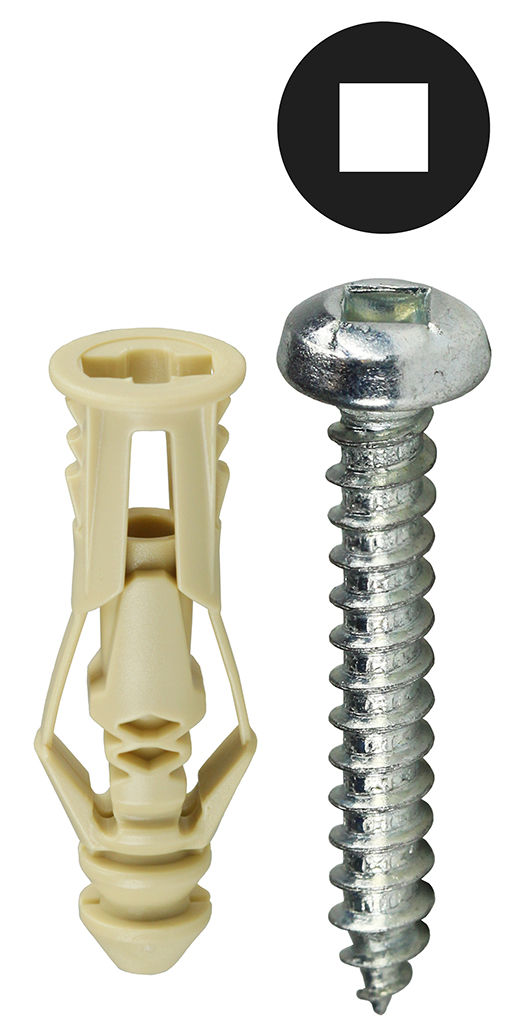 Anchor Kit, #6 x 1-1/4 IN Size, 201 pieces, Nylon material, 1/4 in. drill size, includes (100) #6 x 1-1/4 IN Square Head Sheet Metal Screw and (1) Carbide Masonry Drill and (100) #6 Beige Triple Grip Anchor