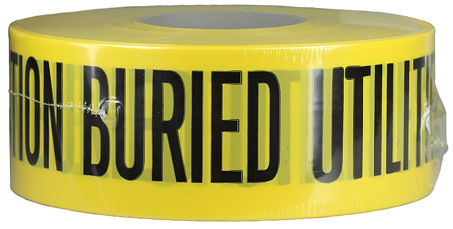 Underground Tape, Non-Adhesive, Yellow, 1000 ft. length, Non-Adhesive Polyethylene material, "Caution Buried Utilities Underground" legend, 4 mil. thickness, 3 in. width