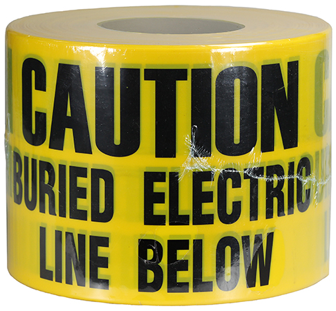 Underground Tape, Non-Adhesive, Yellow, 1000 ft. length, Non-Adhesive Polyethylene material, "Caution Buried Electric Line Below" legend, 4 mil. thickness, 6 in. width