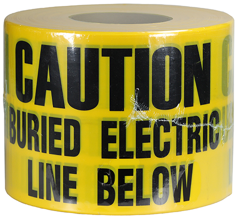 Underground Tape, Non-Adhesive, Yellow, 1000 ft. length, Non-Adhesive Polyethylene material, 