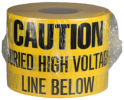 Underground Tape, Non-Adhesive, Yellow, 1000 ft. length, Non-Adhesive Polyethylene material, 