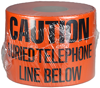 Underground Tape, Non-Adhesive, Orange, 1000 ft. length, Non-Adhesive Polyethylene material, 