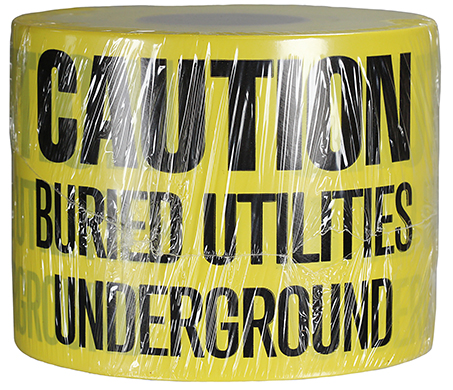 Underground Tape, Non-Adhesive, Yellow, 1000 ft. length, Non-Adhesive Polyethylene material,