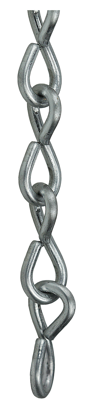 Jack Chain, #10 Size, 100 ft. length, 0.135 in. diameter, Stainless Steel material, 43 lb. working load limit