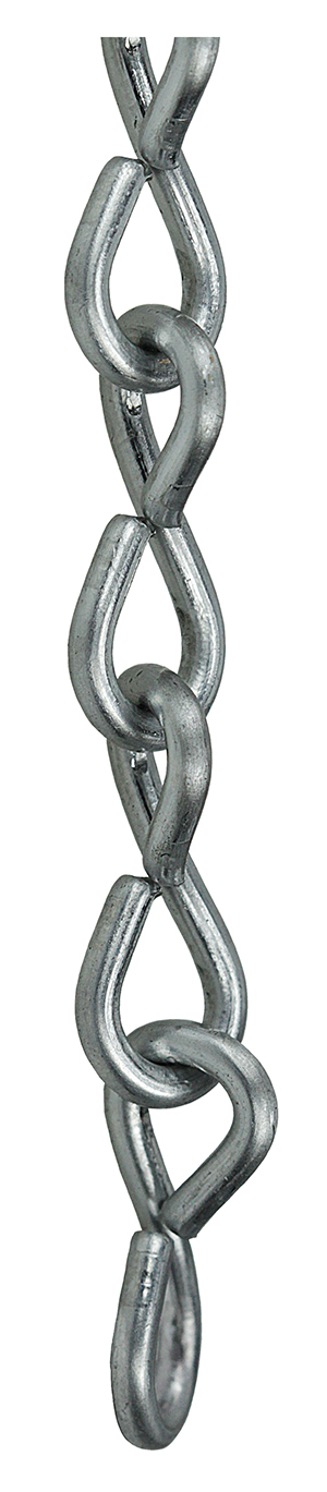 Jack Chain, #14 Size, 100 ft. length, 0.080 in. diameter, Steel material, Zinc Plated Finish, 16 lb. working load limit