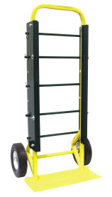 General Duty Dolly, Hard Rubber wheel type, 650 lb. horizontal load capacity, 48.5 in. overall height, 10 in. wheel diameter.  Supplied with five 15-1/2" adjustable/removable bars to accommodate various sizes of wire spools.