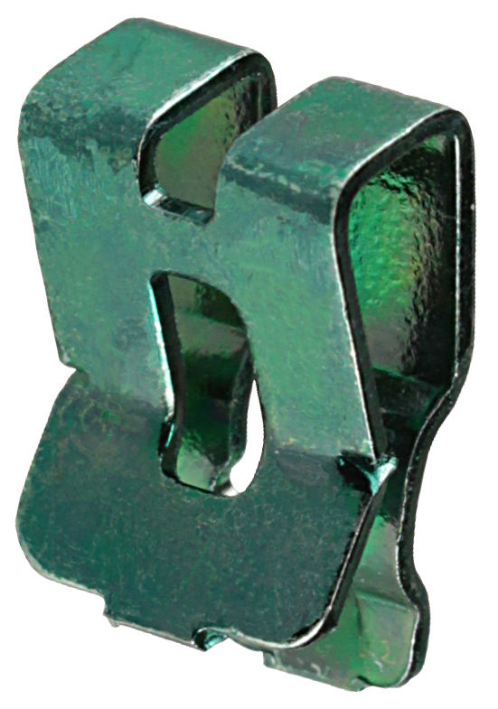 Ground Clip, Holds 10, 12, & 14 Ga. Wire conductor size, Steel material, Green Zinc Plated Finish, 10, 12, 14 GA thickness, Tuff Pack