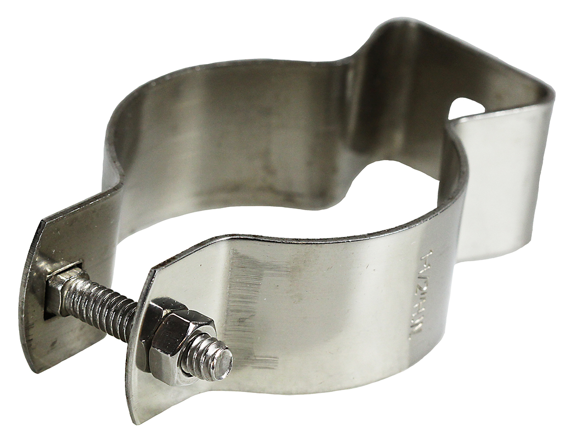 Conduit Hanger, 16 GA thickness, Stainless Steel material, 4 in. pipe size, 1/4-20 x 2 in. bolt size