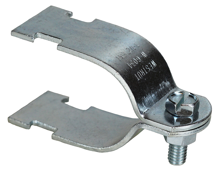 Strut Clamp, Steel material, Electrogalvanized Finish, 1 1/4