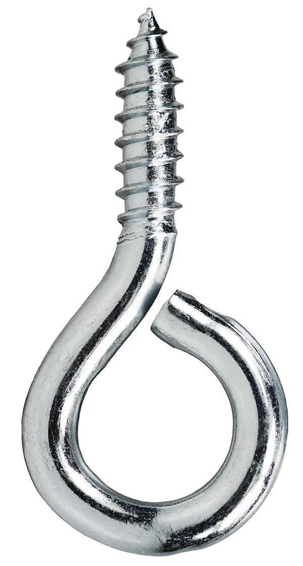 Eye Screw, Low Carbon Cold Drawn Steel material, 0.192 x 1-13/16 in. Size, 1-13/16 in. length, Zinc Plated Finish, 7/16 in. eye diameter, 0.192 in. wire diameter, 3/4 in. thread length, 15/16 in. shank length, Gimlet point style