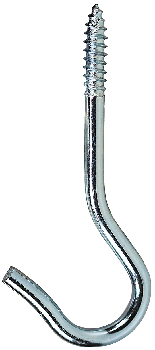 Round Bend Screw Hook, 2-1/16 in. overall length, 3/8 in. opening size, Steel material, 0.135 in. hook diameter, Zinc Plated Finish, 11/16 in. thread length