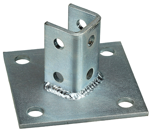 Single Channel Tall Clevis, 6 x 6 in. dimensions, Cold Formed Steel material, 10 holes, Electrogalvanized Finish