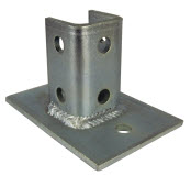 Single Channel Tall Clevis, 6 x 4 in. dimensions, Cold Formed Steel material, 8 holes, Electrogalvanized Finish